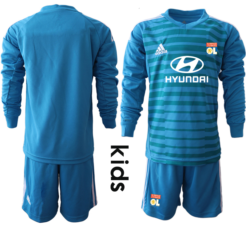 2018_2019 Club Olympique Lyonnais blue goalkeeper Youth Long sleeve soccer jerseys